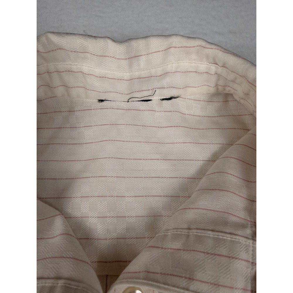 Vintage Pinstripe Shirt Dress Short Sleeve Button Front Cream Pink Stripe Mini - Picture 3 of 8
